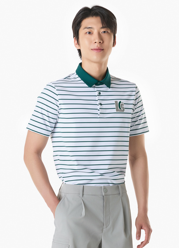 Tシャツ・カットソー lecoq golf Men's Striped T-Shirt GQ221MTS58 GQ221MTS58_GREN LE COQ GOLF] 남성 스트라이프 티셔츠
